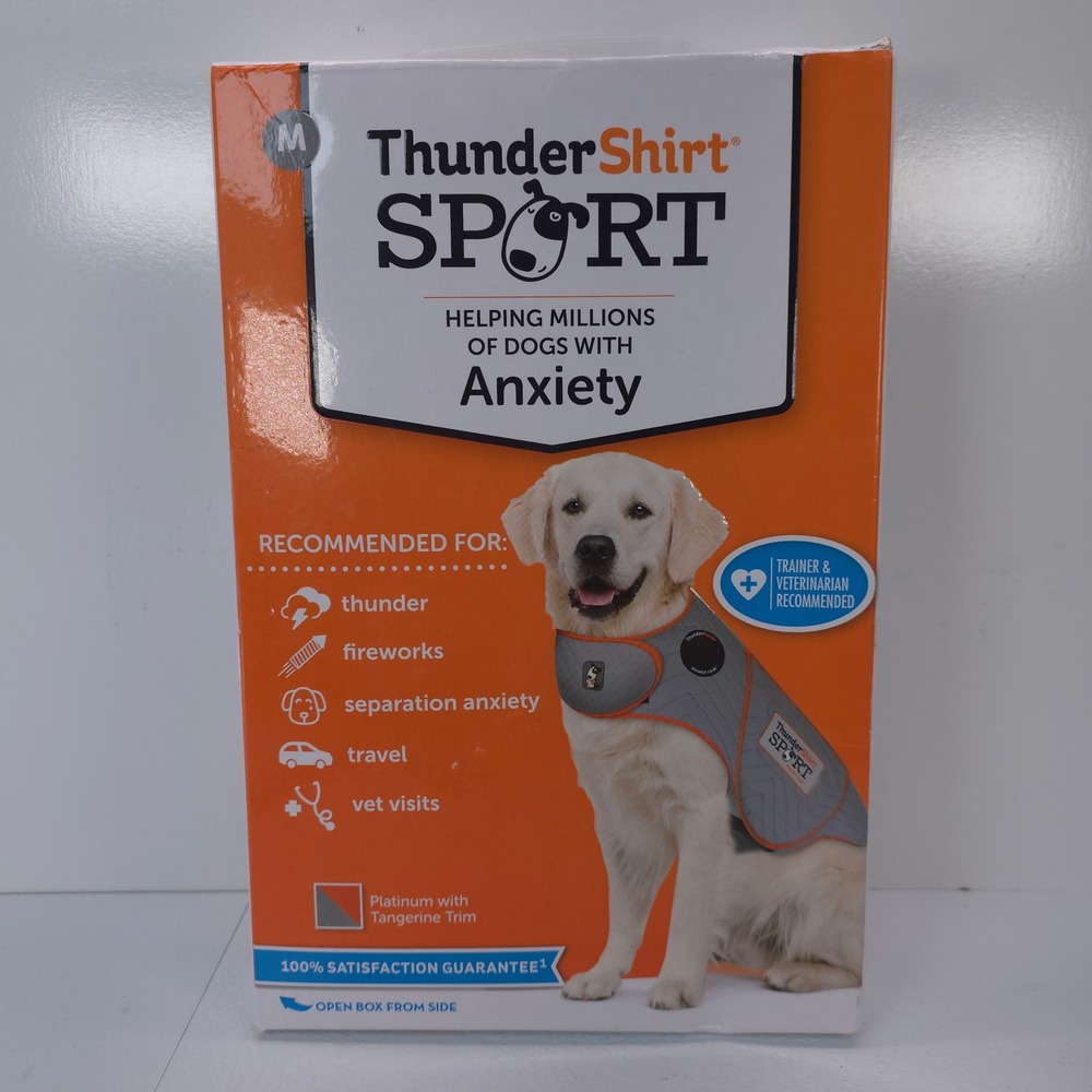 ThunderShirt Sport Dog Anxiety Vest Platinum Tangerine Size Medium 26-40 lbs